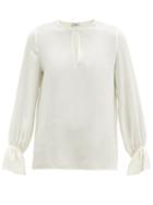 Matchesfashion.com Etro - Auxois Fluted-sleeve Silk-georgette Blouse - Womens - White