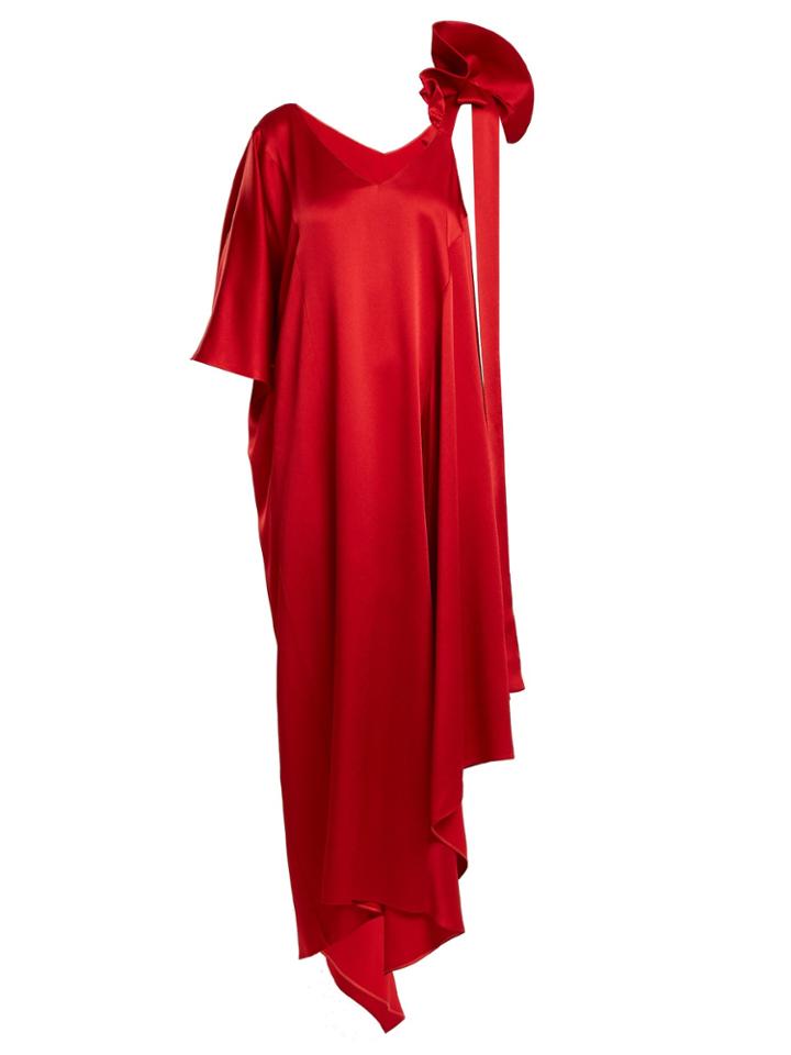 Valentino Asymmetric Ruffled-shoulder Gown