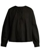 Matchesfashion.com Nili Lotan - Anla Tie Neck Cotton Blouse - Womens - Black