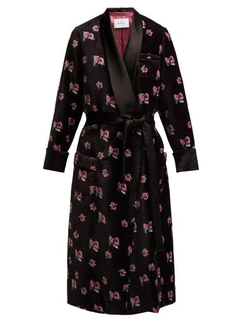 Matchesfashion.com Racil - Andromeda Floral Print Velvet Robe Coat - Womens - Black Multi