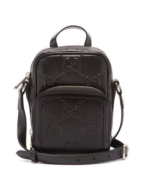 Mens Bags Gucci - Gg-monogram Perforated-leather Cross-body Bag - Mens - Black
