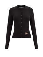 Dolce & Gabbana - Logo-appliqu Jersey Cardigan - Womens - Black