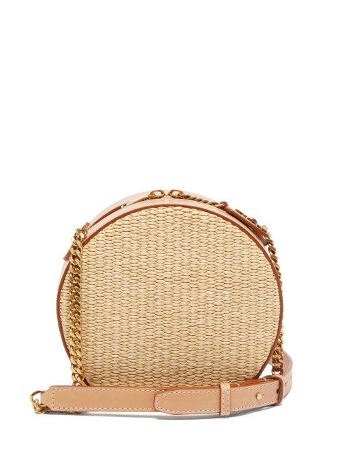 Ladies Bags Saint Laurent - Mica Leather And Faux-raffia Cross-body Bag - Womens - Tan Multi