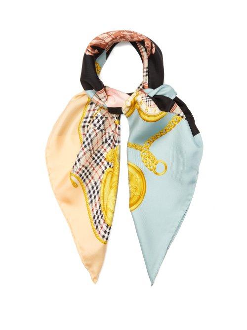Matchesfashion.com Burberry - Vintage Print Silk Scarf - Womens - Multi