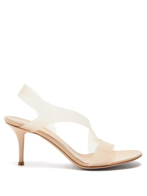 Ladies Shoes Gianvito Rossi - Metropolis 70 Plexi & Leather Slingback Sandals - Womens - Nude