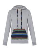 Matchesfashion.com Alanui - Stripe Pocket Cotton Blend Hooded Sweatshirt - Mens - Grey Multi