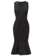 Matchesfashion.com Alexandre Vauthier - Fishtail Grain-de-poudre Wool Midi Dress - Womens - Black