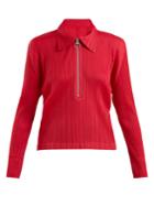 Pleats Please Issey Miyake Point-collar Pleated Top