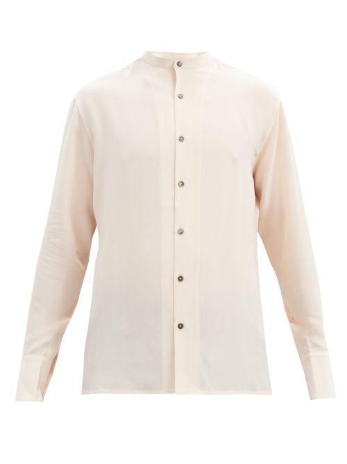Matchesfashion.com 73 London - Collarless Silk Crepe De Chine Shirt - Mens - Beige