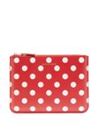 Matchesfashion.com Comme Des Garons Wallet - Polka-dot Leather Pouch - Womens - Red Multi