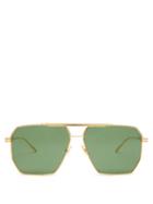 Matchesfashion.com Bottega Veneta - Aviator Metal Sunglasses - Womens - Green