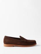 G.h. Bass & Co. - Weejuns Heritage Penny-strap Nubuck Loafers - Mens - Dark Brown