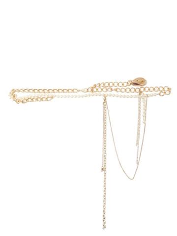 Matchesfashion.com Marine Serre - Faux-pearl And Shell Metal Chain Belt - Womens - Gold
