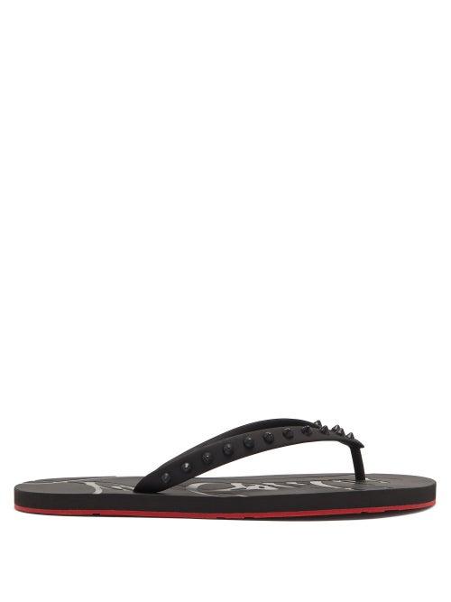 Mens Shoes Christian Louboutin - Loubi Spike-embellished Pvc Flip Flops - Mens - Black