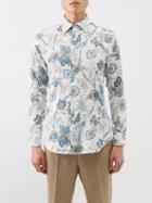 Etro - Botanical-print Cotton Shirt - Mens - White Multi