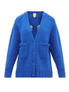 Matchesfashion.com Joostricot - Smiley Wool Blend Cardigan - Womens - Blue