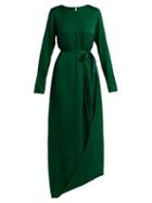 Matchesfashion.com Carl Kapp - Topaz Silk Blend Asymmetric Dress - Womens - Green