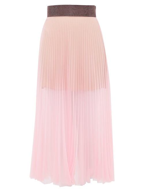 Matchesfashion.com Christopher Kane - Crystal Embellished Pleated Tulle Midi Skirt - Womens - Light Pink
