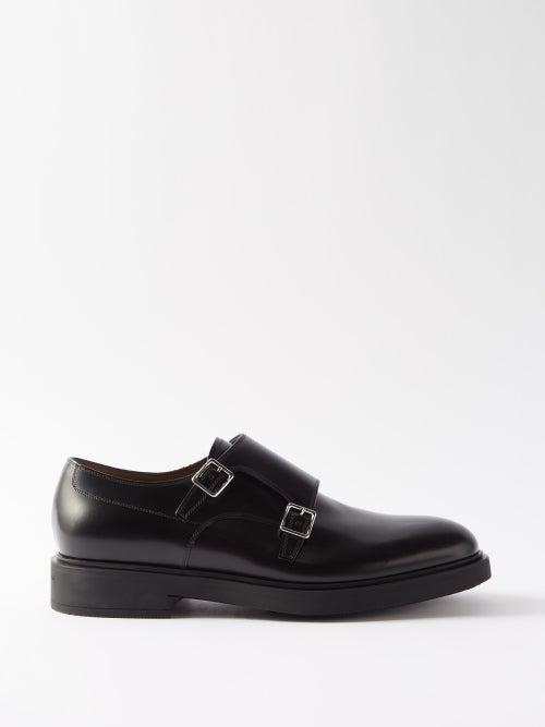 Gianvito Rossi - Scott Leather Double Monk-strap Shoes - Mens - Black