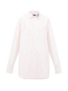 Matchesfashion.com Raf Simons - Oversized Embroidered Cotton-oxford Shirt - Womens - Pink