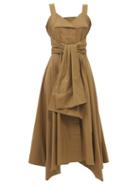 Proenza Schouler - Draped Cotton-poplin Midi Dress - Womens - Brown