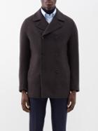Thom Sweeney - Double-breasted Wool Peacoat - Mens - Dark Brown