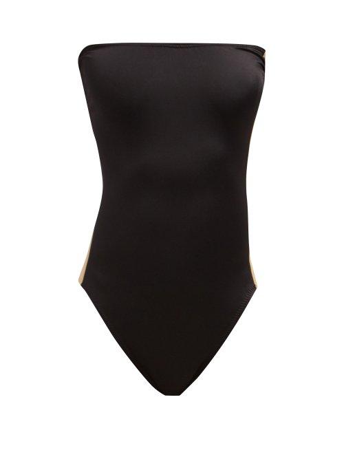 Matchesfashion.com Norma Kamali - Bishop Side Stripe Strapless Swimsuit - Womens - Black Nude