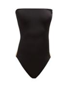 Matchesfashion.com Norma Kamali - Bishop Side Stripe Strapless Swimsuit - Womens - Black Nude