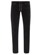 Mens Rtw Ludovic De Saint Sernin - Low-rise Cross-laced Slim-leg Jeans - Mens - Black