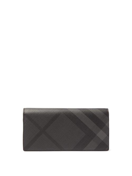 Matchesfashion.com Burberry - London Check Grained Leather Wallet - Mens - Black Grey