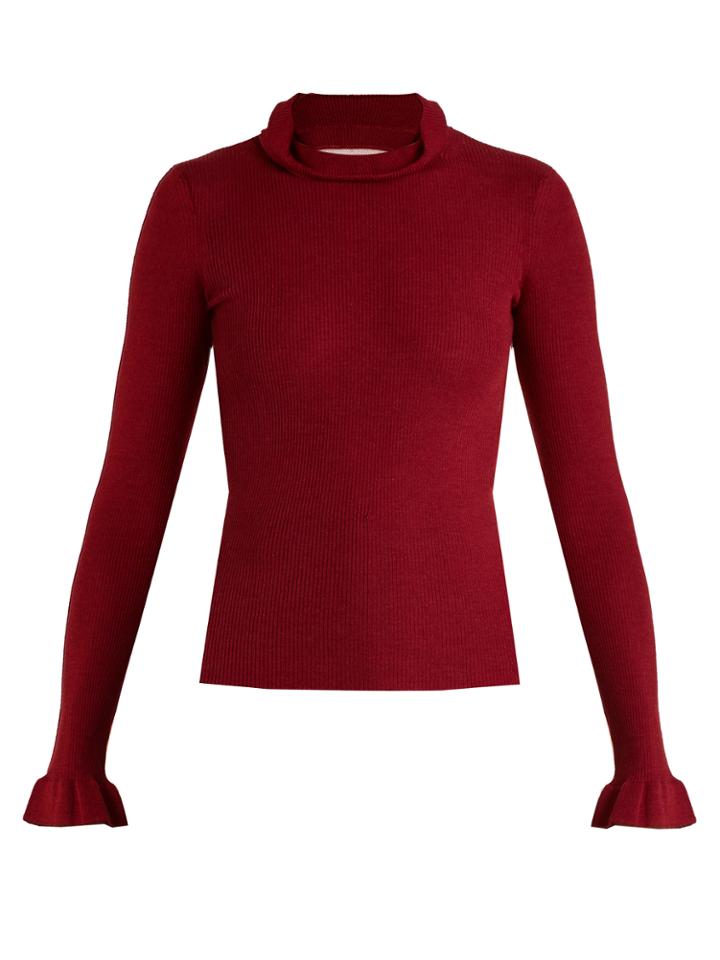 Redvalentino Ruffle-trimmed Cashmere And Silk-blend Sweater
