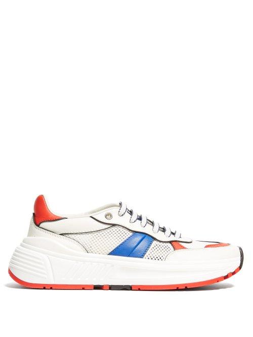 Matchesfashion.com Bottega Veneta - Contrast Panel Low Top Leather Trainers - Womens - Red White