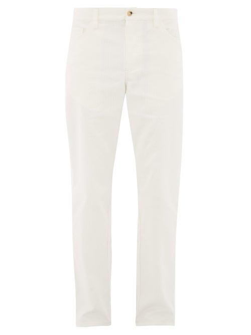 Matchesfashion.com De Bonne Facture - Cotton Corduroy Straight Leg Trousers - Mens - White