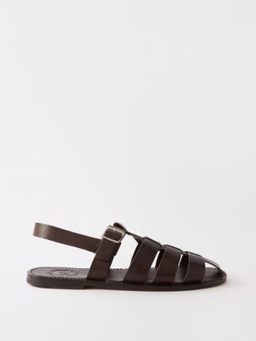 Grenson - Quincy Woven-leather Sandals - Mens - Dark Brown