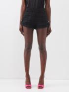 Germanier - Crystal-buttoned Cotton-blend Tweed Shorts - Womens - Black