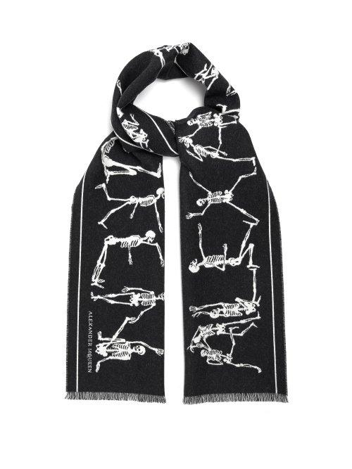 Matchesfashion.com Alexander Mcqueen - Dancing Skeleton Intarsia Wool Scarf - Mens - Black