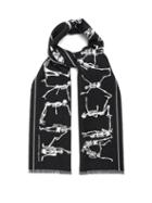 Matchesfashion.com Alexander Mcqueen - Dancing Skeleton Intarsia Wool Scarf - Mens - Black