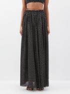 Matteau - Spot-print Cotton-blend Maxi Skirt - Womens - Black Print