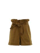 Matchesfashion.com Mes Demoiselles - Croft Paperbag-waist Cotton Shorts - Womens - Brown