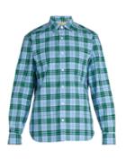 Matchesfashion.com Burberry - Point Collar Checked Cotton Shirt - Mens - Blue Multi
