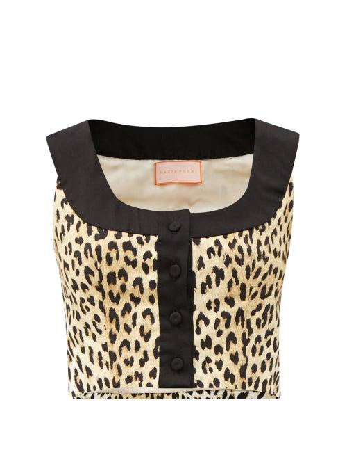 Matchesfashion.com Marta Ferri - X Pierre Frey Animalier Cotton-blend Crop Top - Womens - Animal