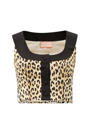 Matchesfashion.com Marta Ferri - X Pierre Frey Animalier Cotton-blend Crop Top - Womens - Animal