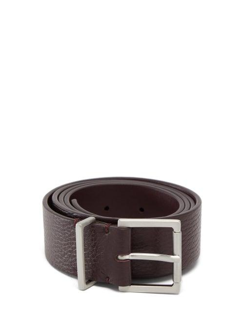 Matchesfashion.com Maison Margiela - Square-buckle Grained-leather Belt - Mens - Burgundy