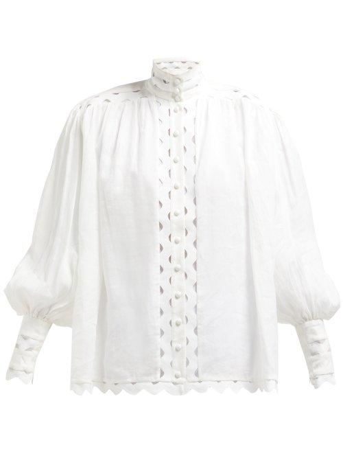 Matchesfashion.com Zimmermann - Ninety Six Cut Out High Neck Shirt - Womens - Ivory