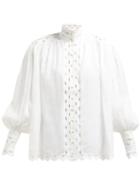 Matchesfashion.com Zimmermann - Ninety Six Cut Out High Neck Shirt - Womens - Ivory