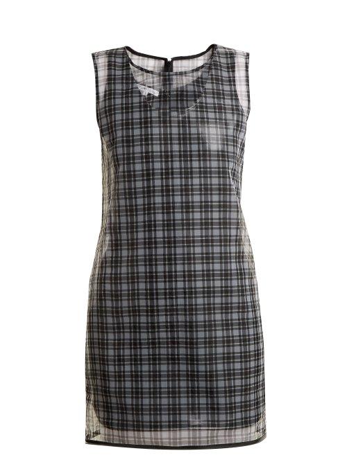Matchesfashion.com Helmut Lang - Round Neck Checked Semi Sheer Dress - Womens - Black Multi