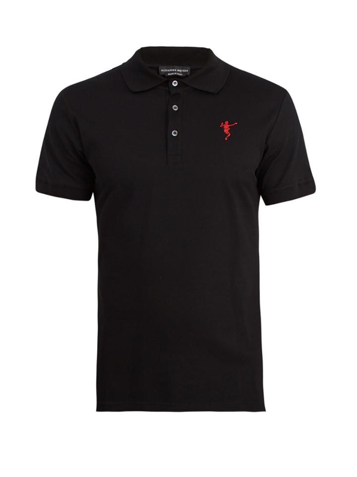 Alexander Mcqueen Dancing Skeleton-embroidered Cotton Polo Shirt