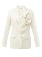 Matchesfashion.com Gabriela Hearst - Oslo Single-breasted Knotted-lapel Jacket - Womens - Ivory