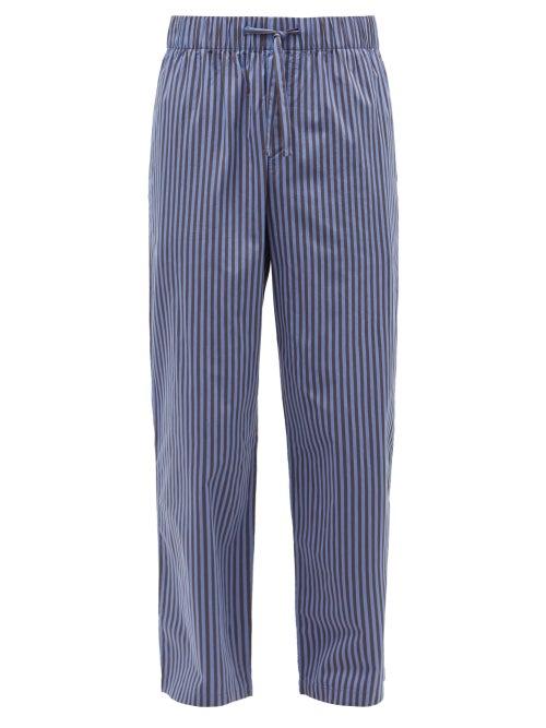 Matchesfashion.com Tekla - Striped Organic-cotton Pyjama Trousers - Mens - Navy/black