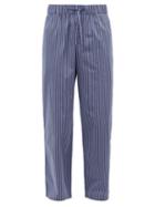 Matchesfashion.com Tekla - Striped Organic-cotton Pyjama Trousers - Mens - Navy/black
